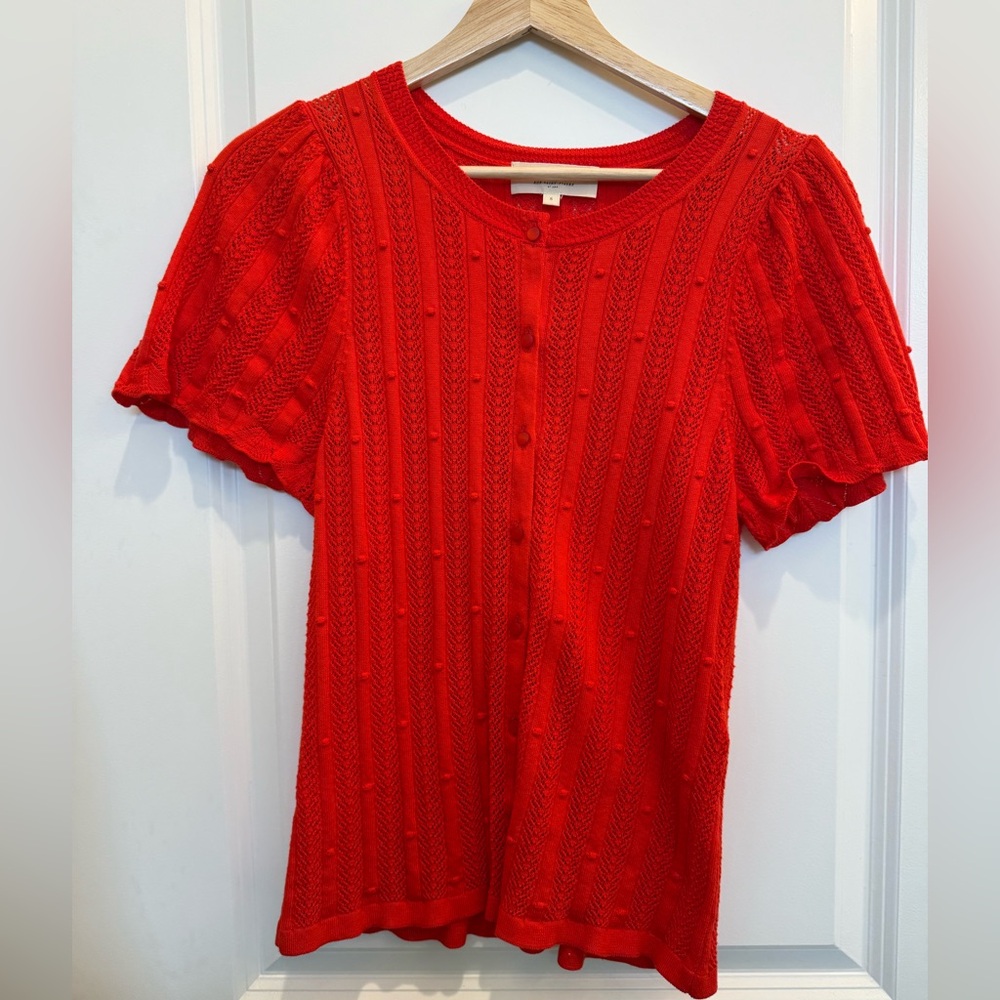 Red Textured Knit Top